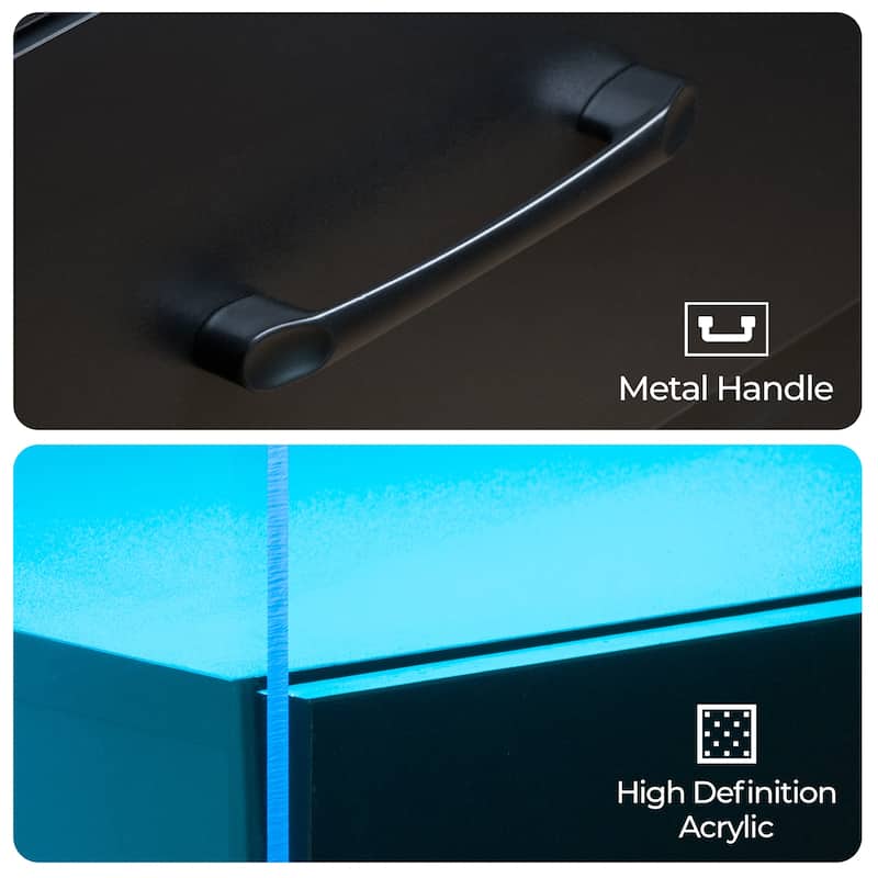 GDF Studio - Avalon Modern Nightstand with LED Lighting and Dual Drawers