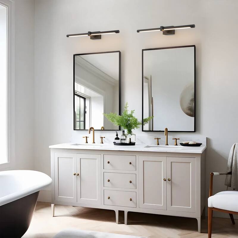1-light 23.6 in. Modern Linear Cylinder Strip Wall Sconce Dimmable Tube Integrated LED Bathroom Vanity Light