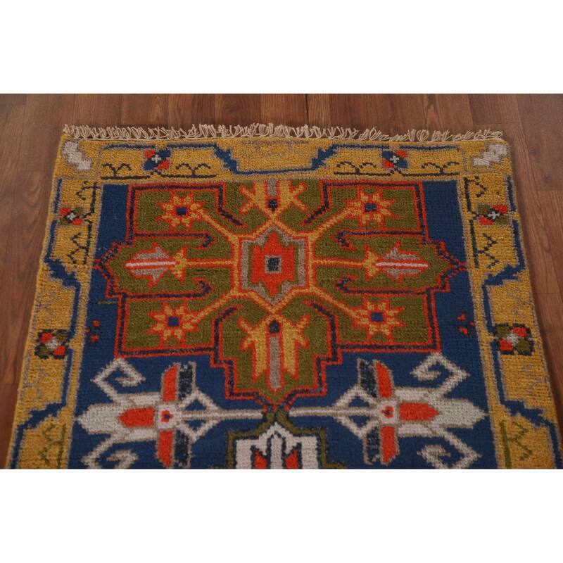 Blue Heriz Serapi Oriental Runner Rug Wool Carpet - 2'7" x 7'10"