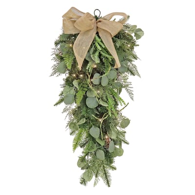 National Tree Company 28 in. HGTV Home Collection Swiss Chic Sprays, Blue,Champagne (Set of 2) - 28 in