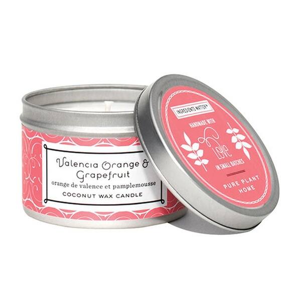Shop Pure Plant Home Coconut Wax Candles Valencia Orange Grapefruit 3 Oz Small Silver Tins On Sale Overstock 22373195