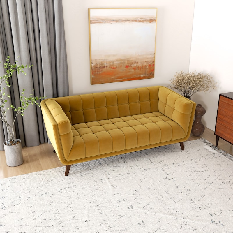 Kameron Mid Century Modern Style Channel Tufted Sofa Couch for Living Room
