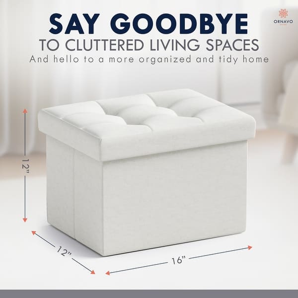 dimension image slide 2 of 11, 2 Pack Small Rectangle Foldable Storage Ottoman