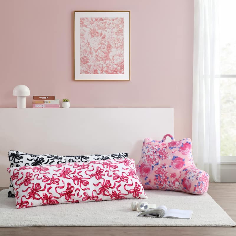 Betsey Johnson XOX Floral Backrest Pillow With Pink and Purple Blossom Print