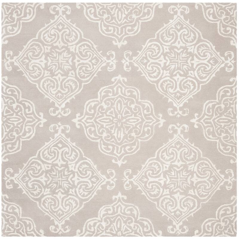 SAFAVIEH Handmade Glamour Graca Modern Viscose Rug - 6' Square - Silver/Ivory