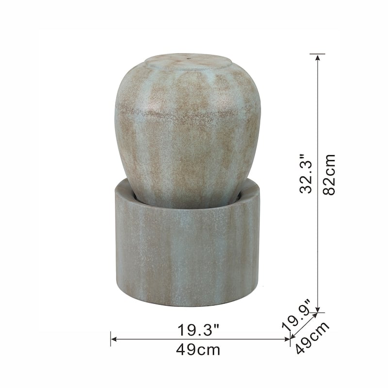 19.5x19.5x32.5" Heavy Outdoor Cement Fountain Black, Cute Unique Urn Design Water feature For Home Garden, Lawn, Deck & Patio