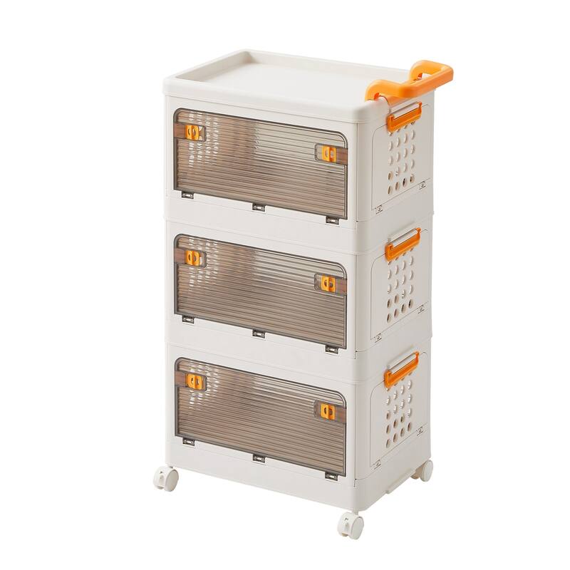 Collapsible Storage Bins with Lids, 3-Tier Stackable Storage Bins Closet Organizers and Containers for Home & Office