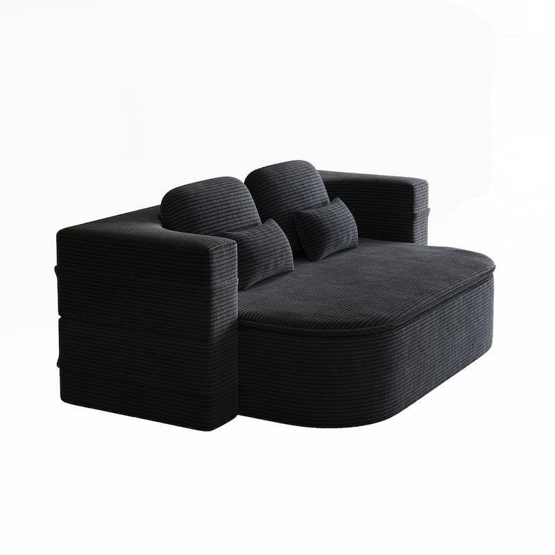 Folding Mattress Sofa with Fixed Shape Frame Convertible Sleeper Foam Sofa Bed with Blanket