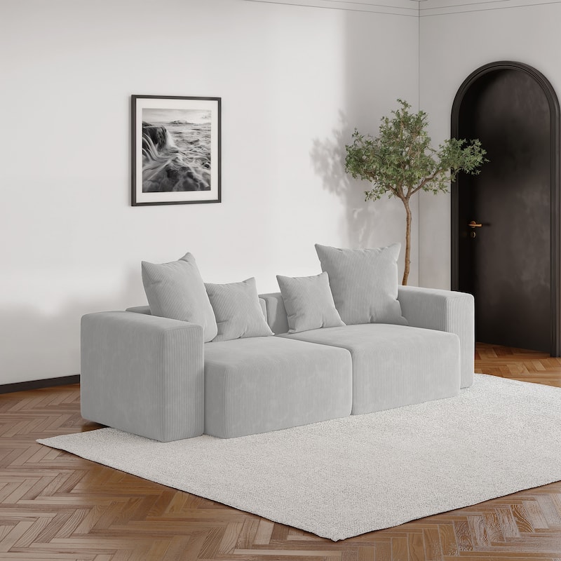 Oversized Corduroy Upholstery Modular Sofa No Assembly