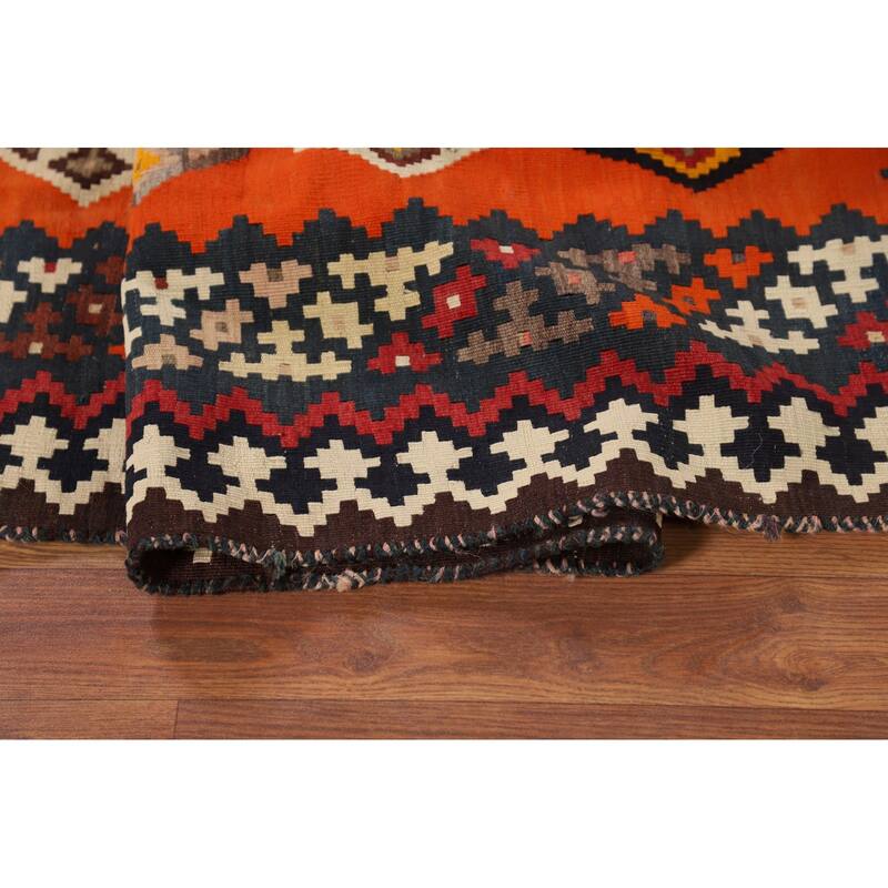 Kilim Qashqai Persian Vintage Rug Oriental Flatweave Wool Carpet - 5'2"x 9'6"