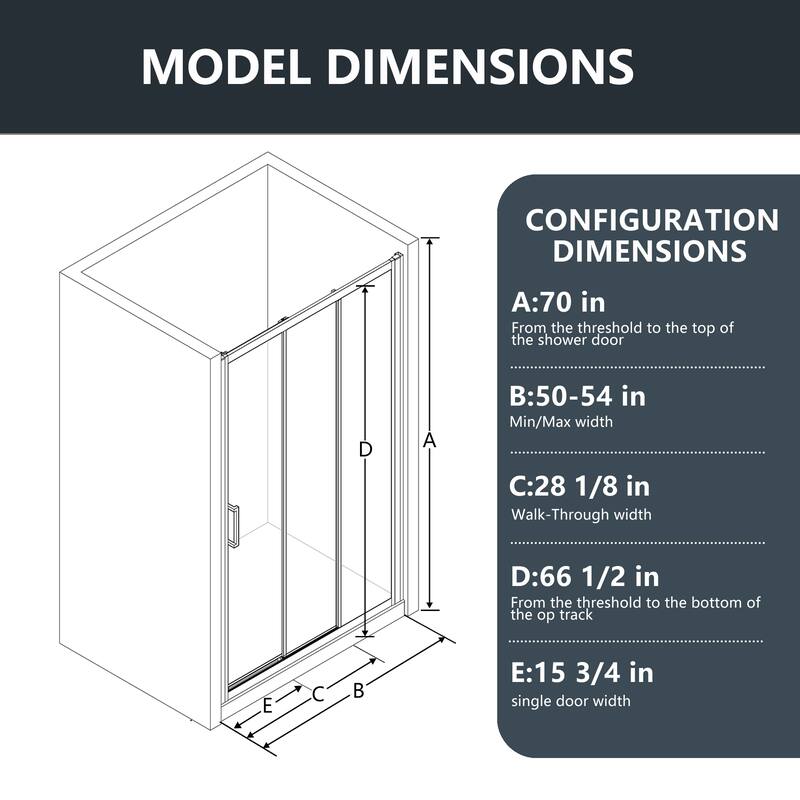 3-Panel Sliding Framed Shower Door in Matte Black Finish