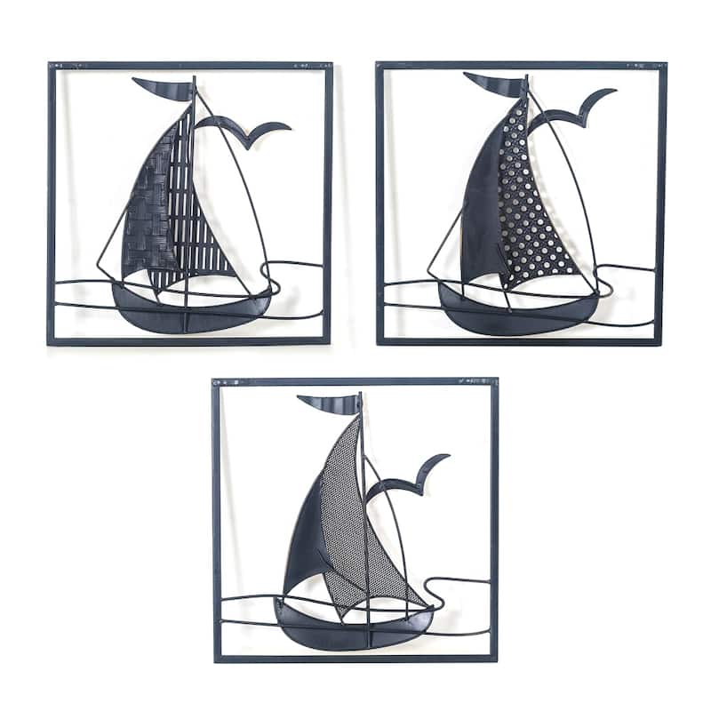 Adeco 3D Metal Ship Wall Decoration Sailboat Wall Sculpture