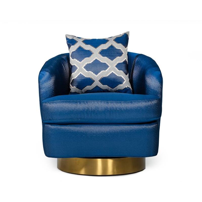 Modrest Niagra Glam Blue and Gold Fabric Accent Chair
