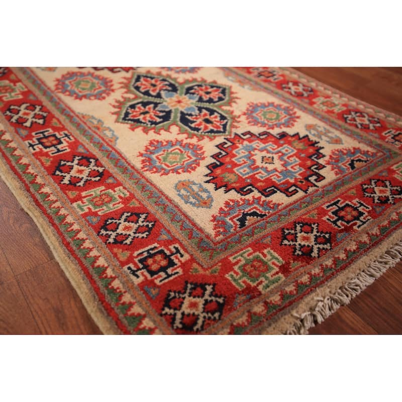 Geometric Kazak Oriental Foyer Rug Handmade Traditional Wool Carpet - 2'0" x 3'0"