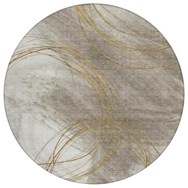 Machine Washable Indoor/ Outdoor Abstract Modern Chantille Rug