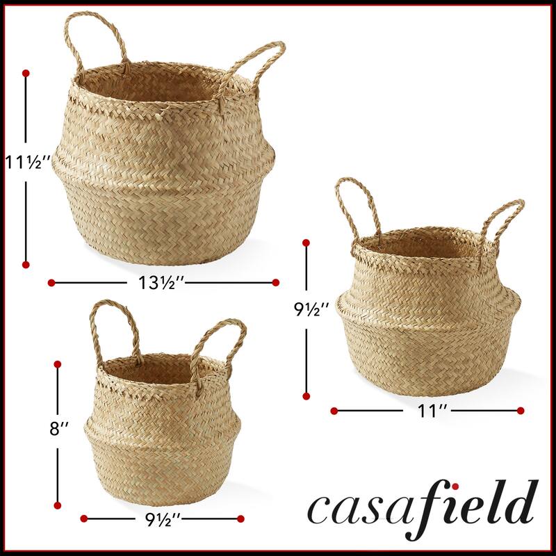 Seagrass Belly Basket Planters Woven Storage Bin Plant Pot Covers
