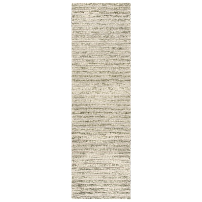 SAFAVIEH Handmade Ebony Helyette Wool Rug - 2'3" x 8' Runner - Light Green/Ivory