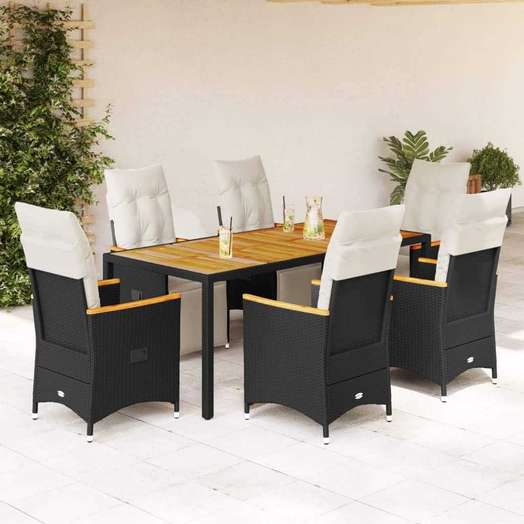 vidaXL Patio Bistro Set with Cushions Outdoor Garden Furniture Poly Rattan - 31.5 x 74.8 x 29.5