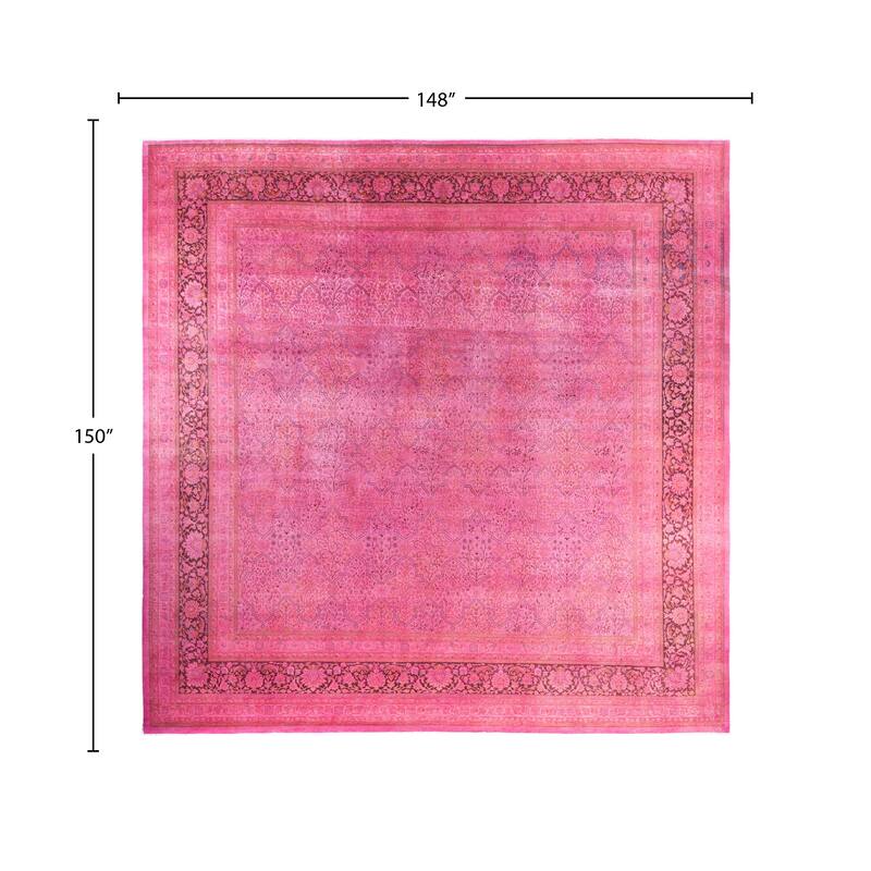 Overdyed One-of-a-Kind Hand-Knotted Square Area Rug - Pink - 12' 4" x 12' 6"