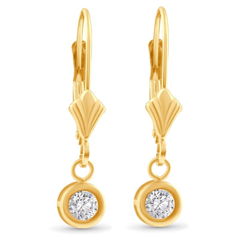 1/2Ct Diamond Lab Grown Dangle Lever Back Hoop Earrings Yellow Gold
