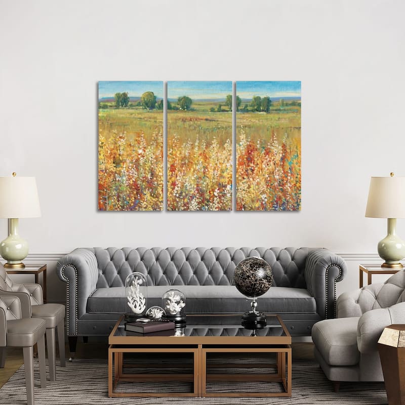 iCanvas "Gold and Red Field I" by Tim OToole 3-Piece Canvas Wall Art Set - 40x60x1.5