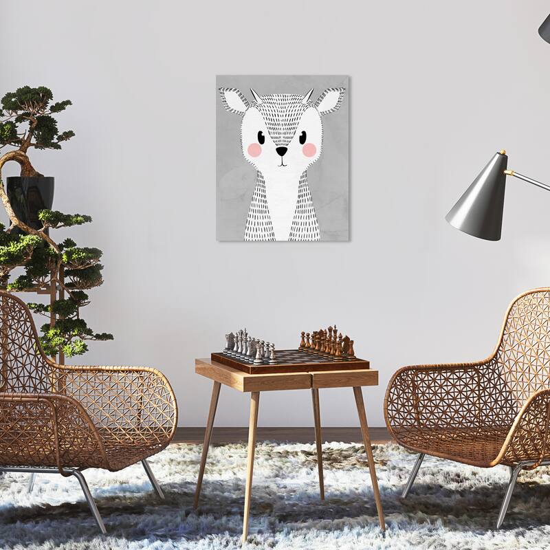 Wynwood Studio Canvas Animals Crosshatch Deer White and Modern & Contemporary Wall Art Canvas Print - 20 x 16