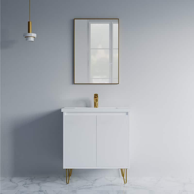 Kennan 30" Single Bathroom Vanity Set with V Legs - White
