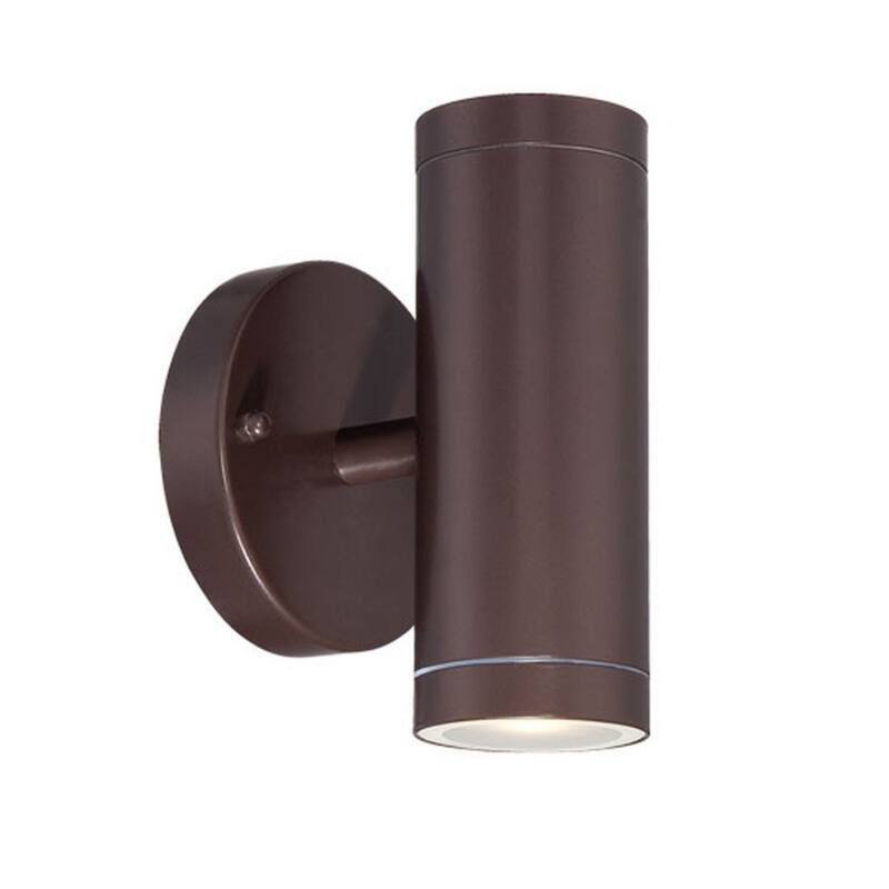 Metal Up Down Wall Sconce with LED Hardwired UV-Resistant - 4.63” x 4.38” x 6.5” (D x W x H) - Bronze