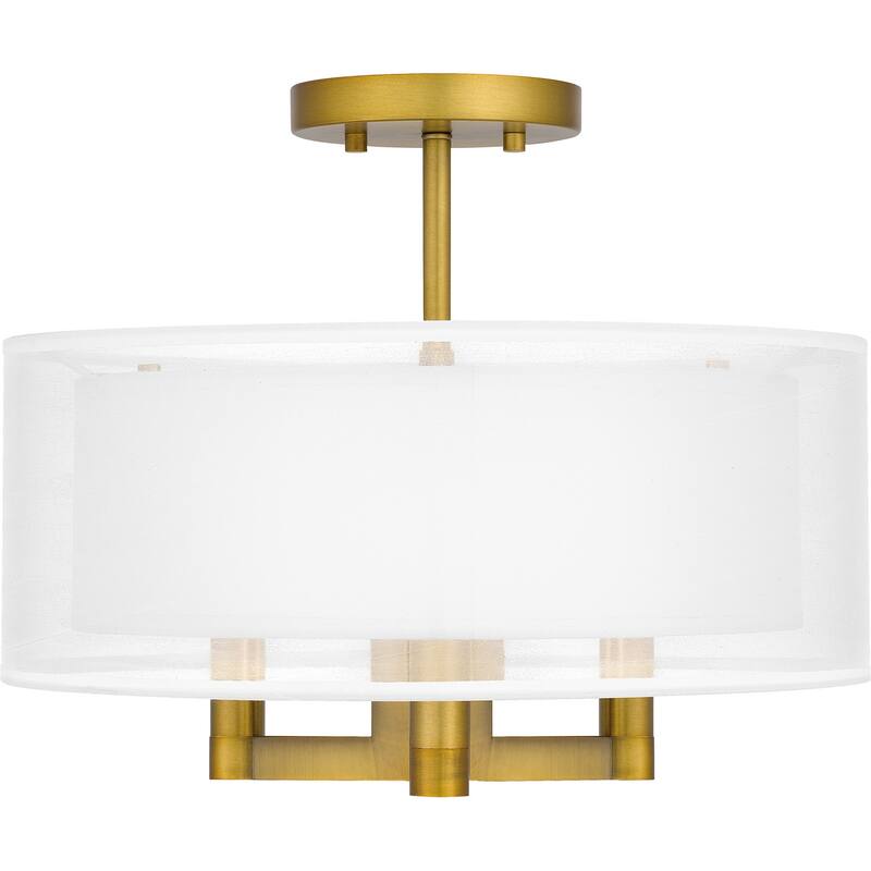 Quoizel Semi-Flush Mount 3-Light Semi-Flush Mount in Aged Brass