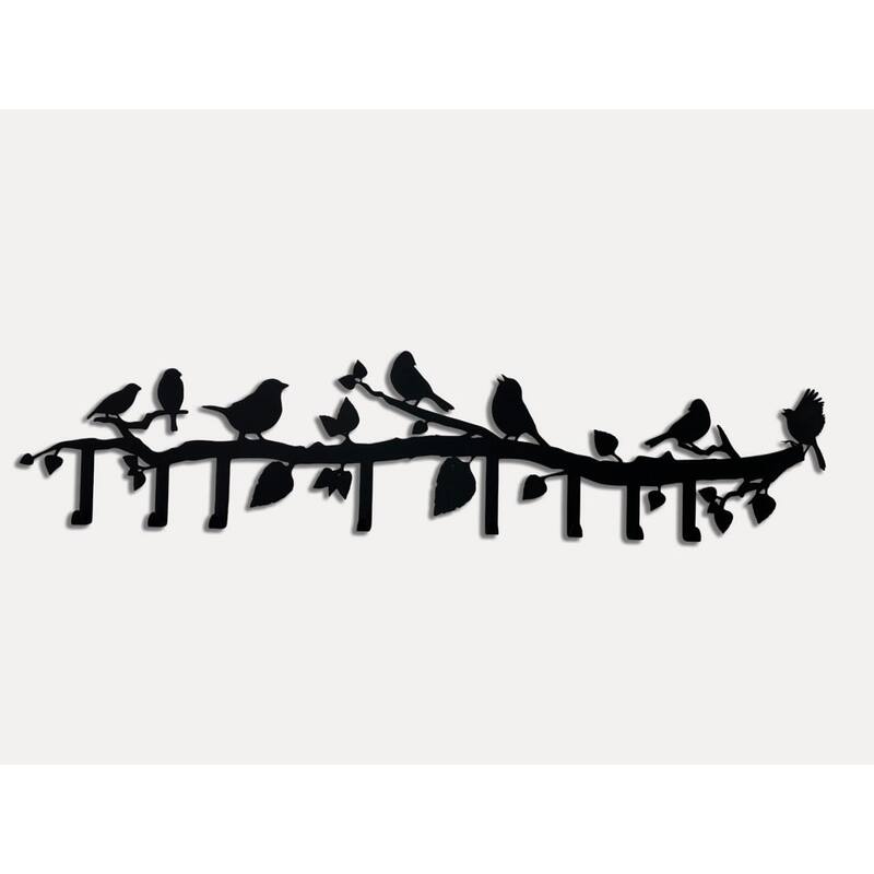 Birds Metal Wall Mounted Coat Rack - 32x14 Inches