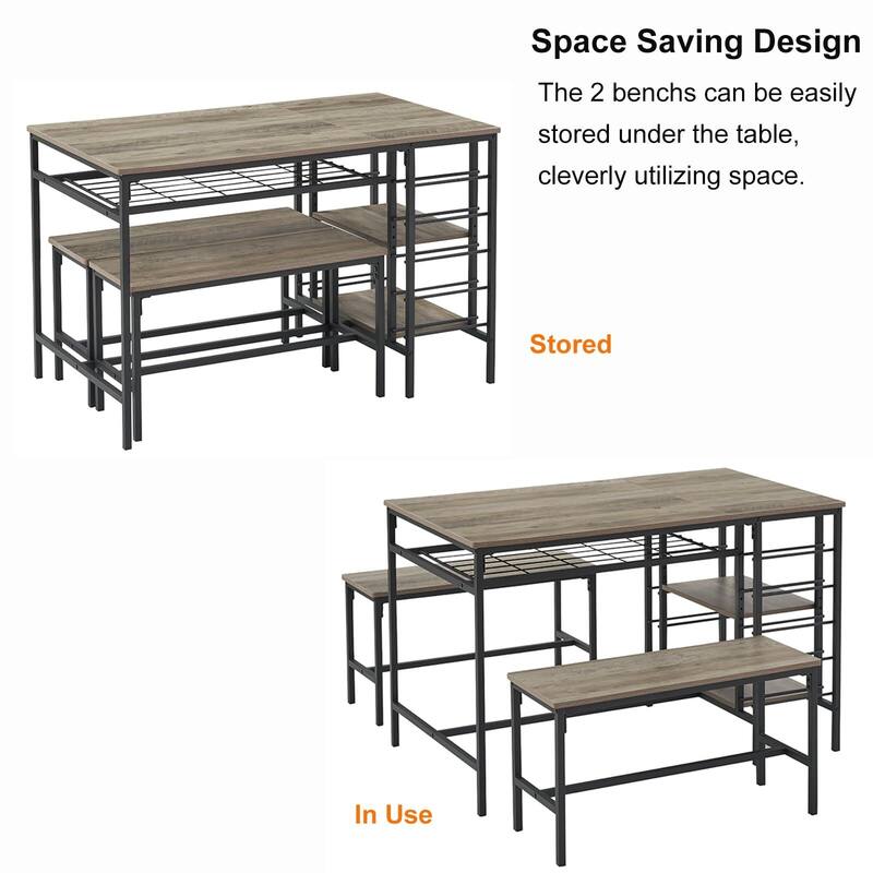 Kitchen Table with 2 Benches for 4
