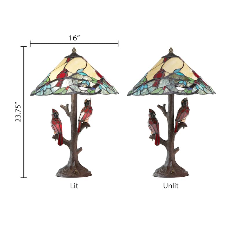 Copper Grove Tongamamao 3-light Stained Glass Cardinal Lamp (23.75 in.)