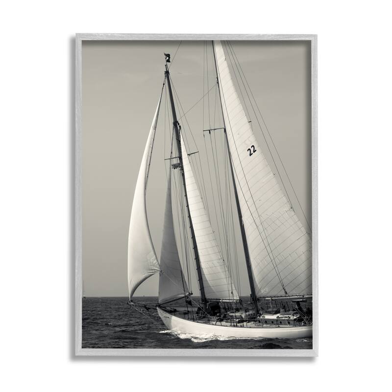 Stupell Ocean Ship Full Sail Modern Nautical Boat Photography Framed Wall Art
