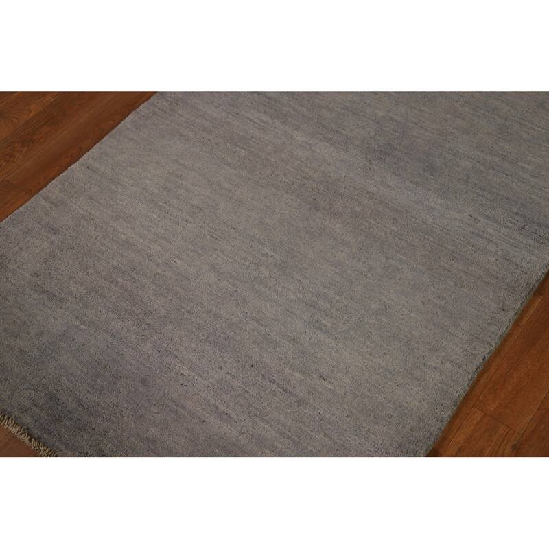 Gray Gabbeh Modern Runner Rug Handmade Wool Carpet - 3'0"x 9'10"