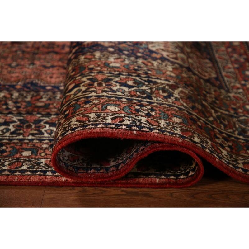 Vegetable Dye Abadeh Persian Vintage Area Rug HandKnotted Wool Carpet