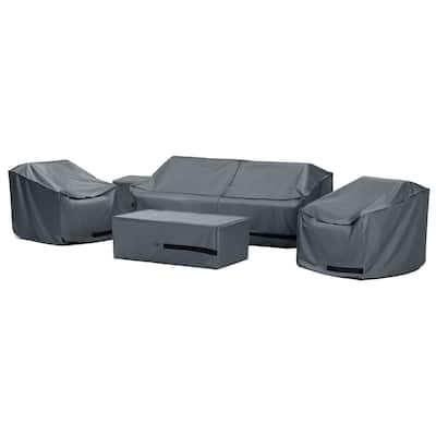 Cannes 6 Piece Polyester Outdoor Patio Club Chair Deluxe Furniture Cover - Grey