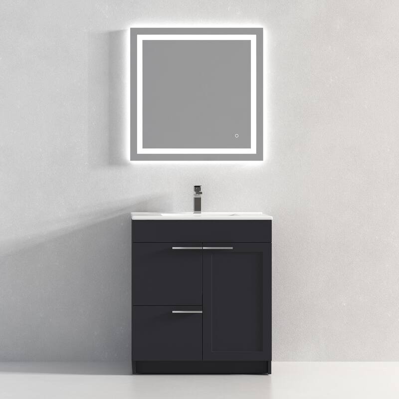 Blossom Hanover 30 Inch Bathroom Vanity with Topmount Ceramic Sink - Charcoal