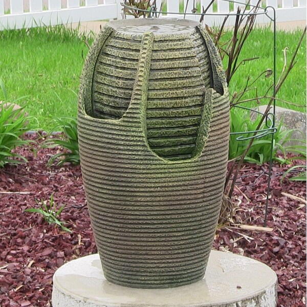 Sunnydaze Bubbling Pot Solar On Demand Outdoor Fountain with LED Light