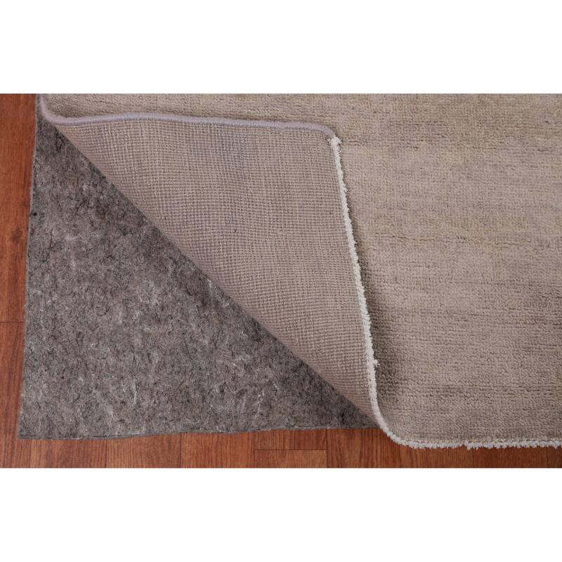 Hand Knotted Oriental 100% Wool Carpet Modern Solid Brown Gabbeh Area Rug - 12' 11'' X 10' 0''