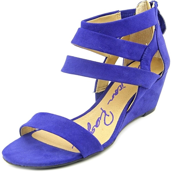 American Rag Casen Women Open Toe Canvas Blue Wedge Sandal