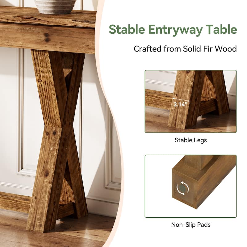 63" Farmhouse Entryway Table with X-Shaped Legs - /