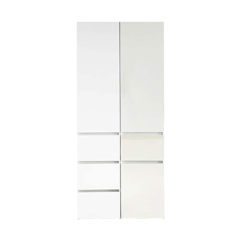 Ely Dual Closet Cabinet w Mirror, 4 Drawers, 71 Inch, White Melamine