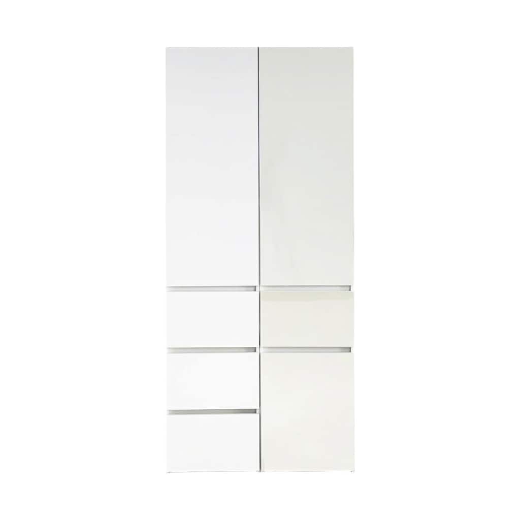 Ely Dual Closet Cabinet w Mirror, 4 Drawers, 71 Inch, White Melamine