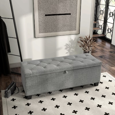 DH Basic Modern Brian 48-inch Rectangular Linen Storage Ottoman Bench by Denhour