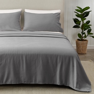 4 Piece 100% Turkish Cotton Full Grey Winter Flannel Sheet Set Cotton
