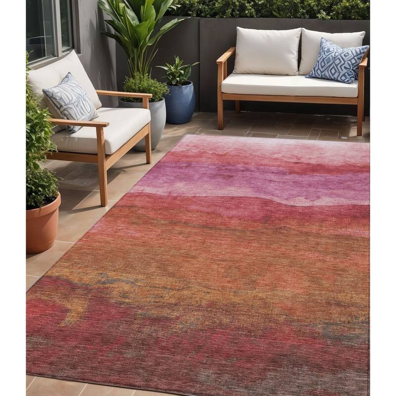 HomeRoots Abstract Modern Rectangle Outdoor Rug - 5' X 8'