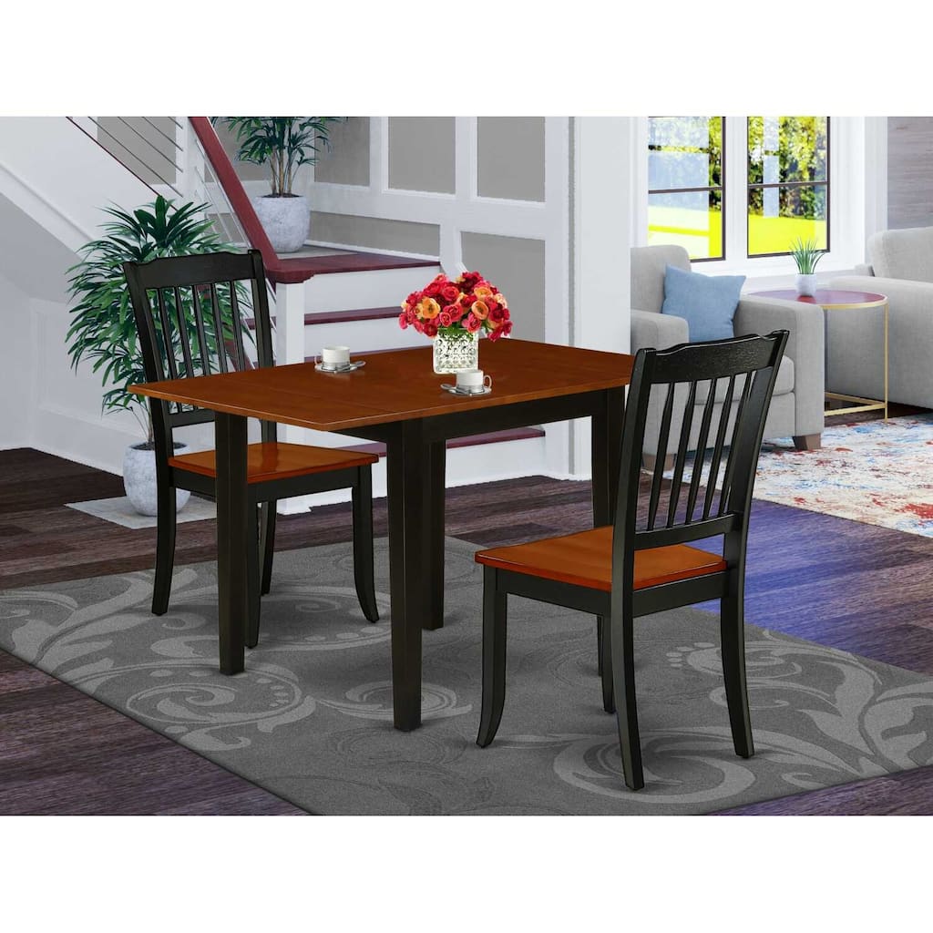 HomeStock 3-Piece Black and Cherry Finish Solid Wood Top Dining Table Set