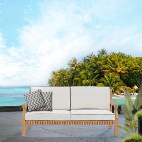 Chic Teak Castle Teak Wood Outdoor Patio Deep Seating Love Seat With Cushions
