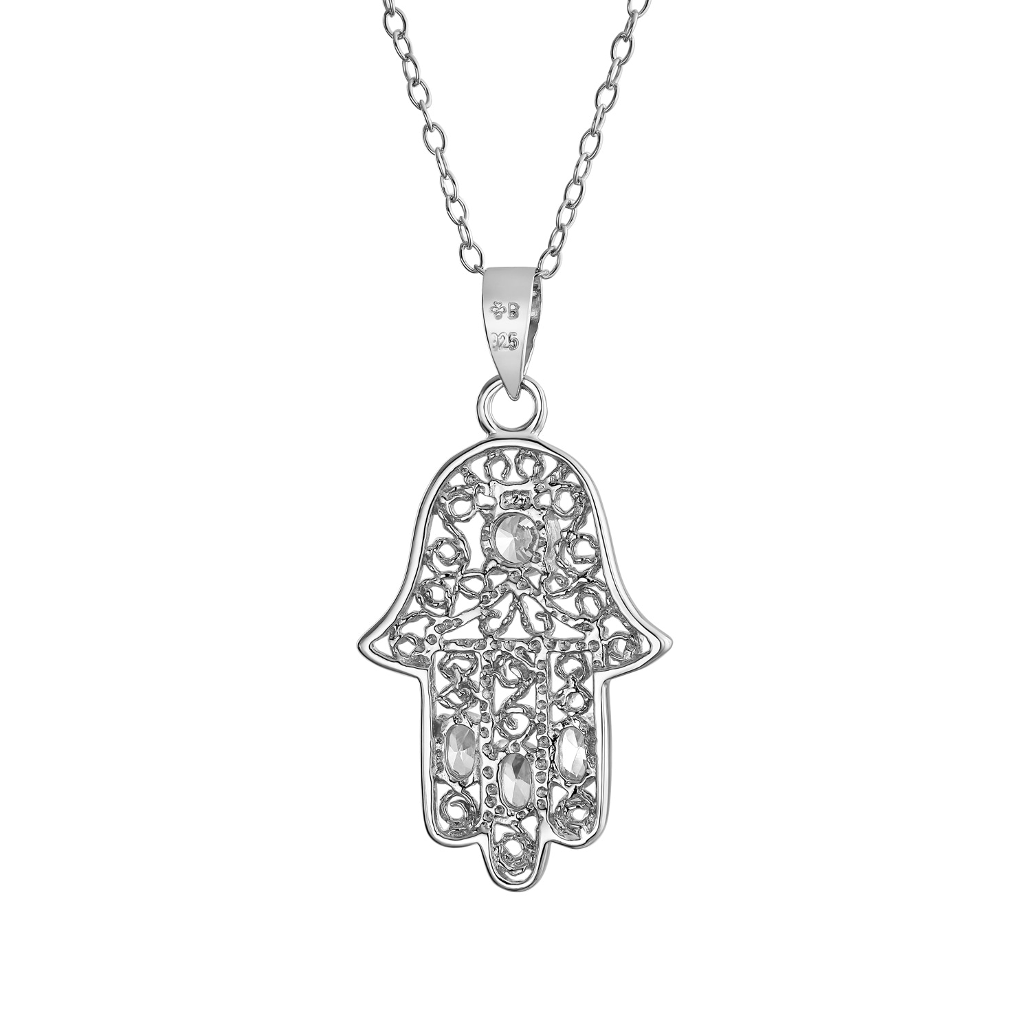 Filigree Solitaire Pendant Simulated Stone 925 Sterling Silver Choose Color