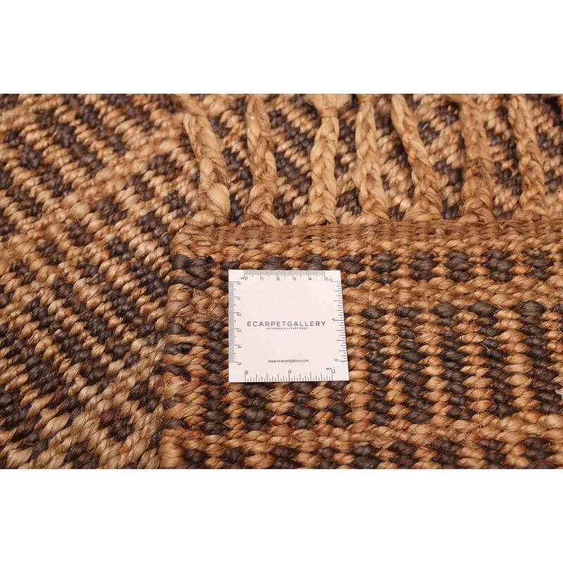 ECARPETGALLERY Braided Weave Palas Denizli Light Brown Jute Rug - 5'5 x 7'6
